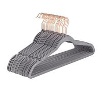 Baroni Home Grucce Velluto 20 pezzi, Grucce Appendiabiti 44,5 cm, Salvaspazio con Superfice Antiscivolo Design, Capacità di Carico Elevata, per Cappotti Camicie Vestiti, Grigio