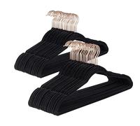 Baroni Home Grucce Velluto 50 pezzi, Grucce Appendiabiti 44,5 cm, Salvaspazio con Superfice Antiscivolo Design, Capacità di Carico Elevata, per Cappotti Camicie Vestiti, Nero