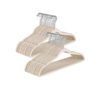 Baroni Home Grucce Velluto 50 pezzi, Grucce Appendiabiti 44,5 cm, Salvaspazio con Superfice Antiscivolo Design, Capacità di Carico Elevata, per Cappotti Camicie Vestiti, Panna