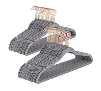 Baroni Home Grucce Velluto 50 pezzi, Grucce Appendiabiti 44,5 cm, Salvaspazio con Superfice Antiscivolo Design, Capacità di Carico Elevata, per Cappotti Camicie Vestiti, Grigio