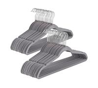 Baroni Home Grucce Velluto 50 pezzi, Grucce Appendiabiti 44,5 cm, Salvaspazio con Superfice Antiscivolo Design, Capacità di Carico Elevata, per Cappotti Camicie Vestiti, Grigio