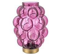 Baroni Home Lampada in Vetro da Tavolo a Batteria, Lampada da Comodino e da Soggiorno, Lampada da Scrivania Design Moderno, 15x15x20 cm, Bubble Viola