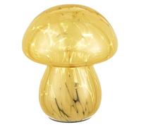 Baroni Home Lampada in Vetro da Tavolo a Batteria, Lampada da Comodino e da Soggiorno, Lampada da Scrivania Design Moderno, 13x13x16 cm, Fungo Giallo