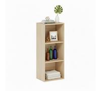 Baroni Home Libreria a Cubi Componibile, Scaffale Modulare 3 Scomparti, Mobile Multiuso per Soggiorno, Camera e Ingresso, Design Moderno, Montaggio Semplice, 24x31x80cm, Naturale 3 Ripiani