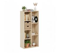 Baroni Home Libreria a Cubi Componibile, Scaffale Modulare a 7 Scomparti Multiuso per Soggiorno, Camera e Ingresso, Design Moderno, Montaggio Semplice, Colore Naturale, 24x50x106cm
