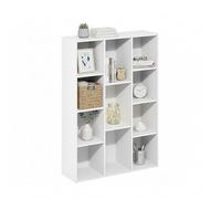Baroni Home Libreria a Cubi Componibile, Scaffale Modulare Bianco a 11 Scomparti, Mobile Multiuso per Soggiorno, Camera e Ingresso, Design Moderno, Montaggio Semplice, 24x74x106cm
