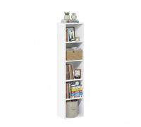 Baroni Home Libreria a Cubi Componibile, Scaffale Modulare Bianco a 5 Ripiani Multiuso per Soggiorno, Camera e Ingresso, Design Moderno, Montaggio Semplice, 24x31x132cm