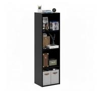 Baroni Home Libreria a Cubi Componibile, Scaffale Modulare Multiuso Nero 4 Ripiani per Soggiorno, Camera e Ingresso, Design Moderno, Montaggio Semplice, 24x31x106cm