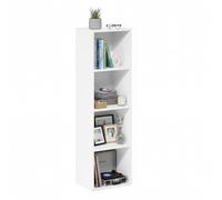Baroni Home Libreria a Cubi Componibile, Scaffale Modulare Multiuso per Soggiorno, Camera e Ingresso, Design Moderno, Montaggio Semplice Bianca 4 Ripiani, 24x31x106cm