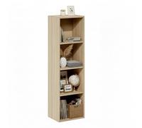 Baroni Home Libreria a Cubi Componibile, Scaffale Modulare Multiuso per Soggiorno, Camera e Ingresso, Design Moderno, Montaggio Semplice, Naturale 4 Ripiani, 24x31x106cm