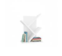 Baroni Home Libreria ad Albero Salvaspazio a 2 Ripiani Scaffale Portalibri Verticale da Terra per Soggiorno, Studio e Cameretta, 18x30x40 cm, Bianca