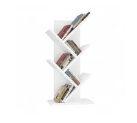 Baroni Home Libreria ad Albero Salvaspazio a 4 Ripiani Scaffale Portalibri Verticale da Terra per Soggiorno, Studio e Cameretta, 18x30x60 cm Bianca