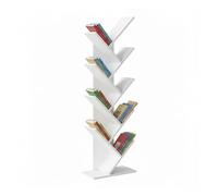 Baroni Home Libreria ad Albero Salvaspazio a 8 Ripiani Scaffale Portalibri Verticale da Terra per Soggiorno, Studio e Cameretta, 20x40x127 cm Bianca