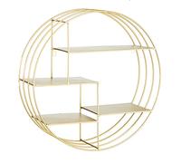 Baroni Home - Mensola da parete rotonda con 4 ripiani in metallo 48x16x48 cm, oro