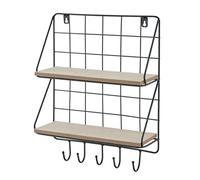 Baroni Home Mensola da parete, Mensola Rustica per Bagno, Cucina, Camera da Letto, Mensola Sospesa da Muro in Ferro e Metallo, Nero, 2 Ripiani