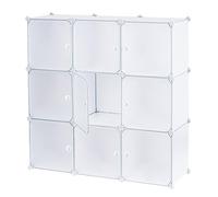 Baroni Home Mobile Componibile Salva Spazio, Organizzatore con Scomparti Impilabili in Plastica per Camera da Letto, Cabina Armadio, Ingresso, Bianco, 9 Scomparti, 117x37x111 cm