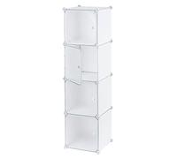 Baroni Home Mobile Componibile Salva Spazio, Organizzatore con Scomparti Impilabili in Plastica per Camera da Letto, Cabina Armadio, Ingresso, Bianco, 4 Scomparti, 37x37x147 cm
