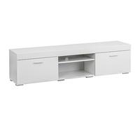 Baroni Home Mobile per Tv con 2 Sportelli 2 Ripiani, Foro per Passaggio Cavi in MDF, Consolle Porta TV per Camera da Letto, Salotto, Cucina, Bianco, 160x35x40 cm