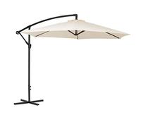 Baroni Home Ombrellone da Giardino Decentrato, Ombrellone Terrazzo, Balcone, Ombrellone Parasole Regolabile, Chiusura a Manovella con Base a Croce, Ø 3m x 2,47 m, Colore Bianco