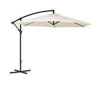 Baroni Home Ombrellone Decentrato da Giardino, Ombrellone Parasole per Terrazzo e Balcone con Chiusura a Manovella, Parasole Regolabile per Giardino, Bianco, Ø 3 m x 2,47 m