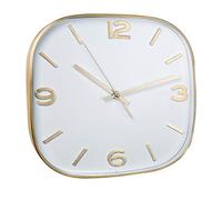 Baroni Home Orologio da Parete in PVC in Stile Moderno 29x29 cm, Silenzioso, Numeri Grandi Quadrato Oro