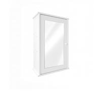 Baroni Home Pensile Bagno con Specchio Contenitore, Armadietto da Parete con Anta a Specchio, Mobile Bagno Salvaspazio in Plastic Wood, 34x15x53 cm Bianco