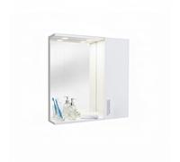 Baroni Home Pensile Bagno con Specchio e 2 Ante, Armadietto da Parete con Illuminazione LED, Mobile Bagno Salvaspazio in MDF, 77x15x57 cm (Specchio 1 Anta Laterale Bianco)