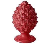 Baroni Home Pigna Siciliana Colorata, Pigna Decorativa in Porcellana Dipinta a Mano, Soprammobile Salotto e Ufficio, 17x17x27 cm (XL), Rosso