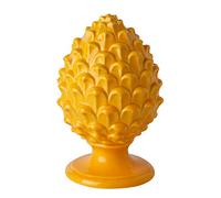 Baroni Home Pigna Siciliana Colorata, Pigna Decorativa in Porcellana Dipinta a Mano, Soprammobile Salotto e Ufficio, 14x14x22 cm (L), Giallo