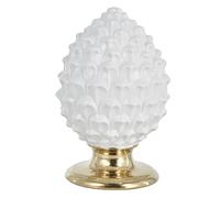 Baroni Home Pigna Siciliana Colorata, Pigna Decorativa in Porcellana Dipinta a Mano, Soprammobile Salotto e Ufficio, 12x12x18 cm (M), Bianco e Oro