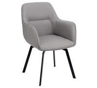 Baroni Home Poltrona Moderna Girevole con Braccioli e Rivestimento in Ecopelle e Gambe in Acciaio Nero, Seduta da Soggiorno, Camera da Letto, Angolo Lettura, Grigio, 55x85x47 cm