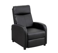 Baroni Home Poltrona Reclinabile in Soft Foam, con Recliner a Spinta, Poggiapiedi, Piedini Antiscivolo, Poltrona Relax Push-Back, Facile da Montare, Comoda, Nero, 66x75x99 cm