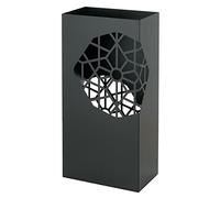 Baroni Home Portaombrelli Design Moderno in Metallo Squadrato, 2 Gancini, Vaschetta Scolapioggia Rimovibile 25x15x50 cm Nero
