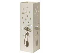 Baroni Home Portaombrelli Design Moderno Porta Ombrelli in Metallo Bianco con Gatto con 2 Gancini e Vaschetta Scolapioggia Rimovibile 15,5X15,5X49 cm