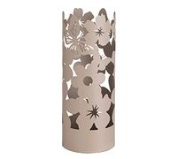 Baroni Home Portaombrelli Design Moderno Porta Ombrelli in Metallo Flowers con 2 Gancini e Vaschetta Scolapioggia Rimovibile 19X19X49 cm (Tortora)