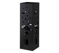 Baroni Home Portaombrelli Design Moderno Porta Ombrelli in Metallo Nero con Gatto con 2 Gancini e Vaschetta Scolapioggia Rimovibile 15,5X15,5X49 cm