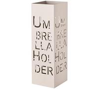 Baroni Home Portaombrelli Porta Ombrelli Design Moderno in Metallo con Intaglio Scritta Umbrella Holder Grigio Tortora con Gancino e Vaschetta Scolapioggia Rimovibile 15,5X15,5X49 cm