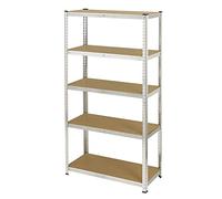 Baroni Home Scaffale in Acciaio e legno MDF, Scaffalatura per Garage, Magazzino, Cantine, Ripostiglio, Portante 875 kg a scaffale, misure 90x40x180 cm, Scaffalatura 5 Ripiani / 1 pezzo