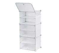Baroni Home Scatole per Scarpe Impilabili Salvaspazio, Organizzatori Componibili, Pieghevoli in Plastica, Fino a Taglia 44, Bianco,6 Scomparti, 44x32x96 cm