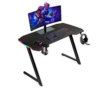 Baroni Home Scrivania Gaming per Computer Ergonomica con Supporto e Gancio Cuffie e Porta Bicchiere, Tavolo da Gioco in MDF e Acciaio, con LED Multicolore,120x60 cm