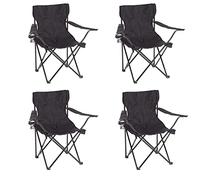 Baroni Home Sedia Campeggio Pieghevole da Esterno Giardino, Seduta Campeggio Impermeabile, Sedia Camping Portatile, Poltroncina da Spiaggia e Pesca con Porta bibite 50x50x80 cm, Set 2 Nero