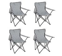 Baroni Home Sedia Campeggio Pieghevole da Esterno Giardino, Seduta Campeggio Impermeabile, Sedia Camping Portatile, Poltroncina da Spiaggia e Pesca con Porta bibite 50x50x80 cm, Set 4 Grigio