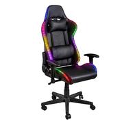 Baroni Home Sedia da Gaming Ergonomica con LED Multicolore Intercambiabili, Sedia da Ufficio con Schienale Reclinabile Cuscini Regolabili Poggiatesta e Supporto Lombare, Nera,130x67x60 cm