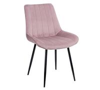 Baroni Home Sedia da Pranzo Moderna con Rivestimento in Velluto e Gambe in Acciaio Nero, Poltrona da Soggiorno, Camera da Letto, Sala da Pranzo, Rosa Cipria, 53x86x44 cm