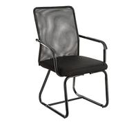 Baroni Home Sedia da Ufficio con Braccioli con Schienale Ergonomico in Tela Traspirante, Poltroncina a Sbalzo per Sale d'Attesa e Conferenze, 47X60X92 cm, Carico 130 kg, Nera