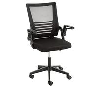 Baroni Home Sedia da Ufficio Imbottita Girevole, Poltroncina da Ufficio con Altezza Regolabile e Braccioli Mobili, Seduta Ergonomica, Nera