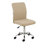 Baroni Home Sedia da Ufficio in tessuto Girevole a 360°, Poltroncina Imbottita da Ufficio con Altezza Regolabile senza Braccioli, Seduta Ergonomica, 44x50x110 cm, Beige