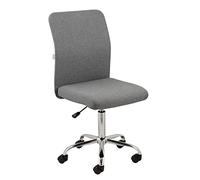 Baroni Home Sedia da Ufficio in tessuto Girevole a 360°, Poltroncina Imbottita da Ufficio con Altezza Regolabile senza Braccioli, Seduta Ergonomica, 44X50X110 cm, Grigio