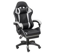 Baroni Home Sedia Gaming Ergonomica con Massaggiatore Lombare, Altezza Regolabile e Schienale Inclinabile, Sedia Ufficio con Comodo Poggiatesta e Poggiapiedi, in Soft Foam, Bianco, 58x66x114-124 cm