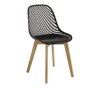 Baroni Home Sedia Moderna con Gambe in Legno, Sedia da Ufficio Ergonomica con Trama, Max 130 kg, 48X43X84 cm, Nera, 1 pezzo